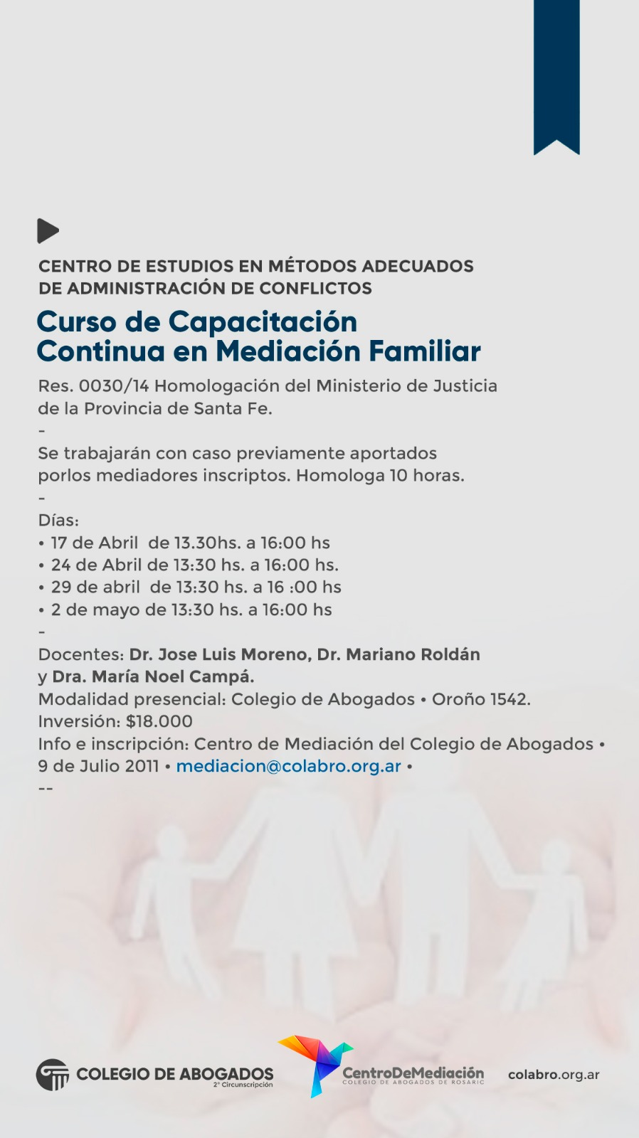 TALLER DE CASOS EN MEDIACION FAMILIAR - Comienzo: 17/04/24